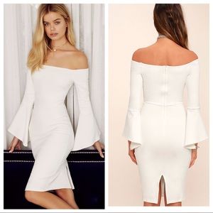 Off The Shoulder White Midi Dress *NWT* Size Small